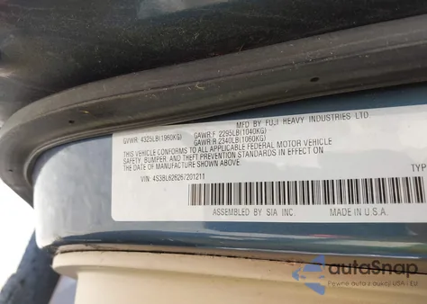 2006 Subaru Legacy 2.5I/2.5I Limited из США, поврежденный, VIN 4S3BL626267201211